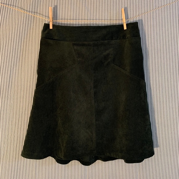NWT - Chelsea & Theodore Retro Dark Olive/Forest Green Corduroy A-Line Skirt, 8 - Picture 6 of 12